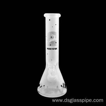 15 Inches Beaker sandblasted Glass Smoking Pipe Hookah Glass Water Pipe with Black Diffused Downstem&14mm Male Bowl